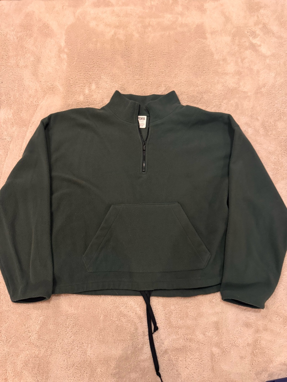 PINK Victoria's Secret Women’s  Dark Green Quarter-Zip Pullover  size large